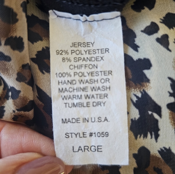 Last Tango Leopard Print Jumpsuit with Chiffon Overlay Large - Picture 17 of 17